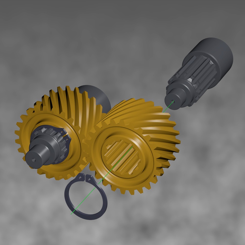 Helical gears with splined hubs preview image 1
